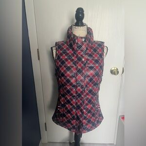 Tommy Hilfiger Red and Black Plaid Vest